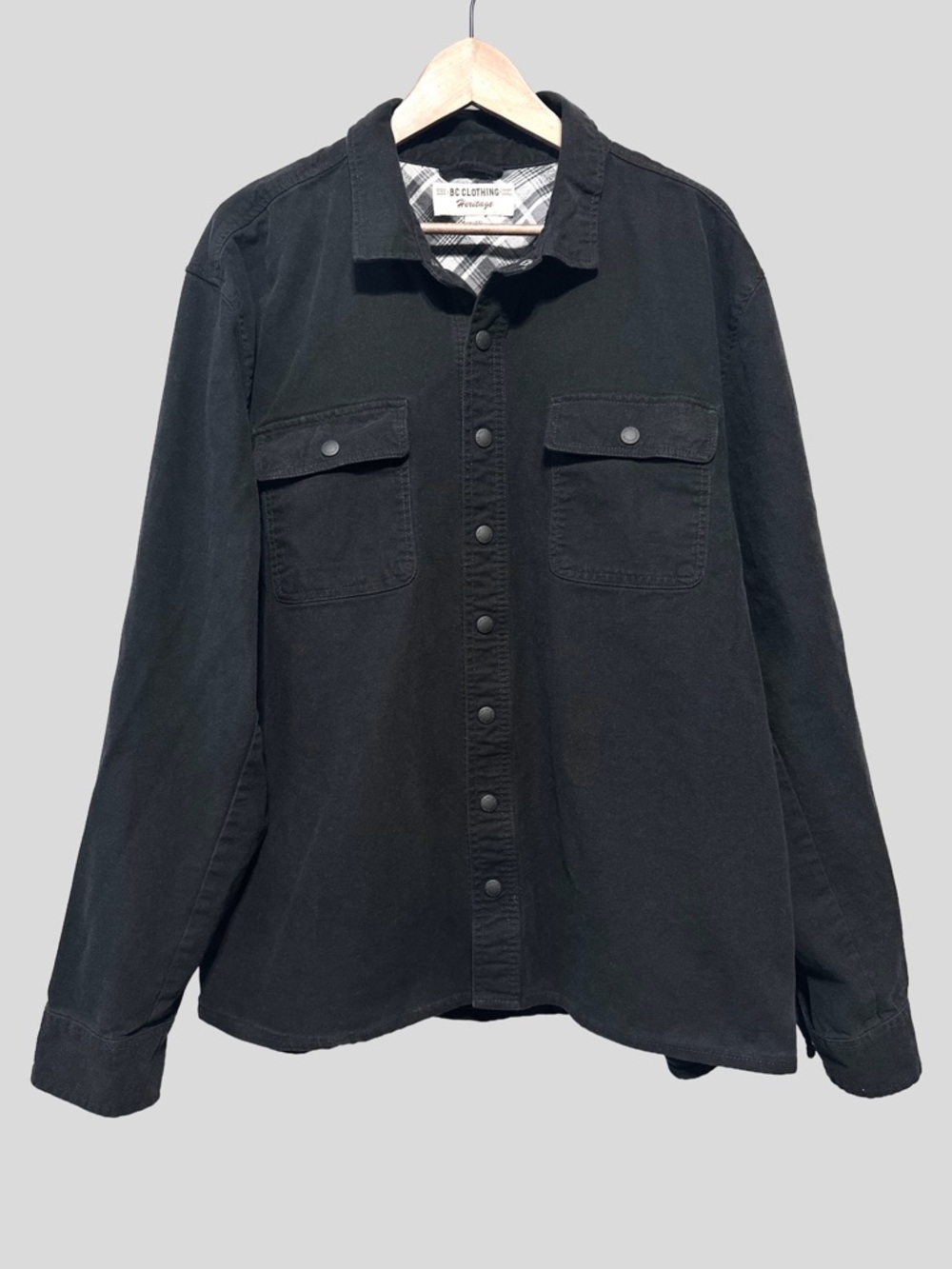B.C. CLOTHING CO Utility Shirt Jacket Black Overshirt Workwear Shacket XXl
